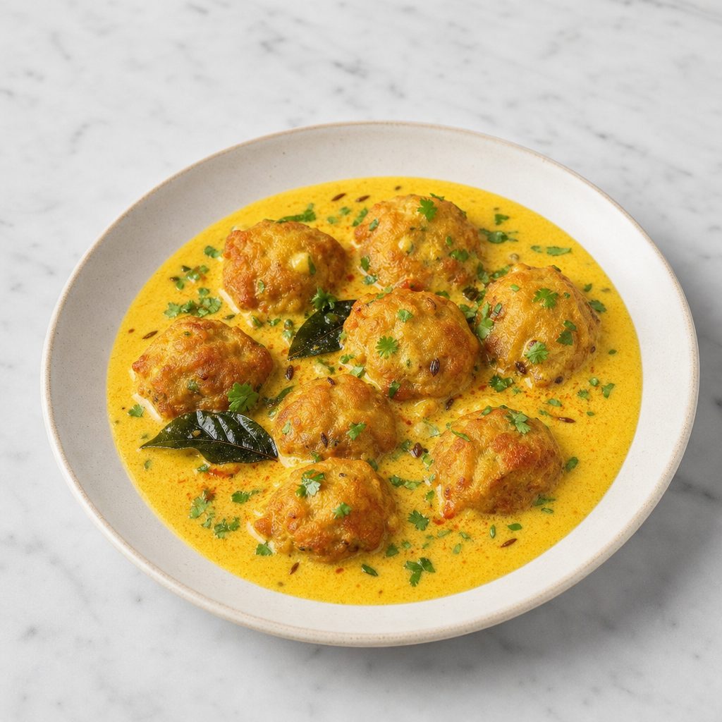 Kadhi Pakoda Curry (Vegetables Pakora in Curry) Catering.