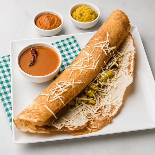 Cheese Dosa (South Indian Lentil Crepe).