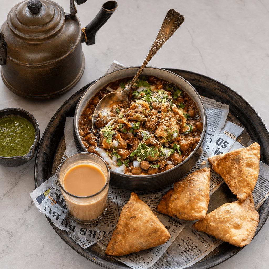 Samosa Chaat (Traditional Street Food).