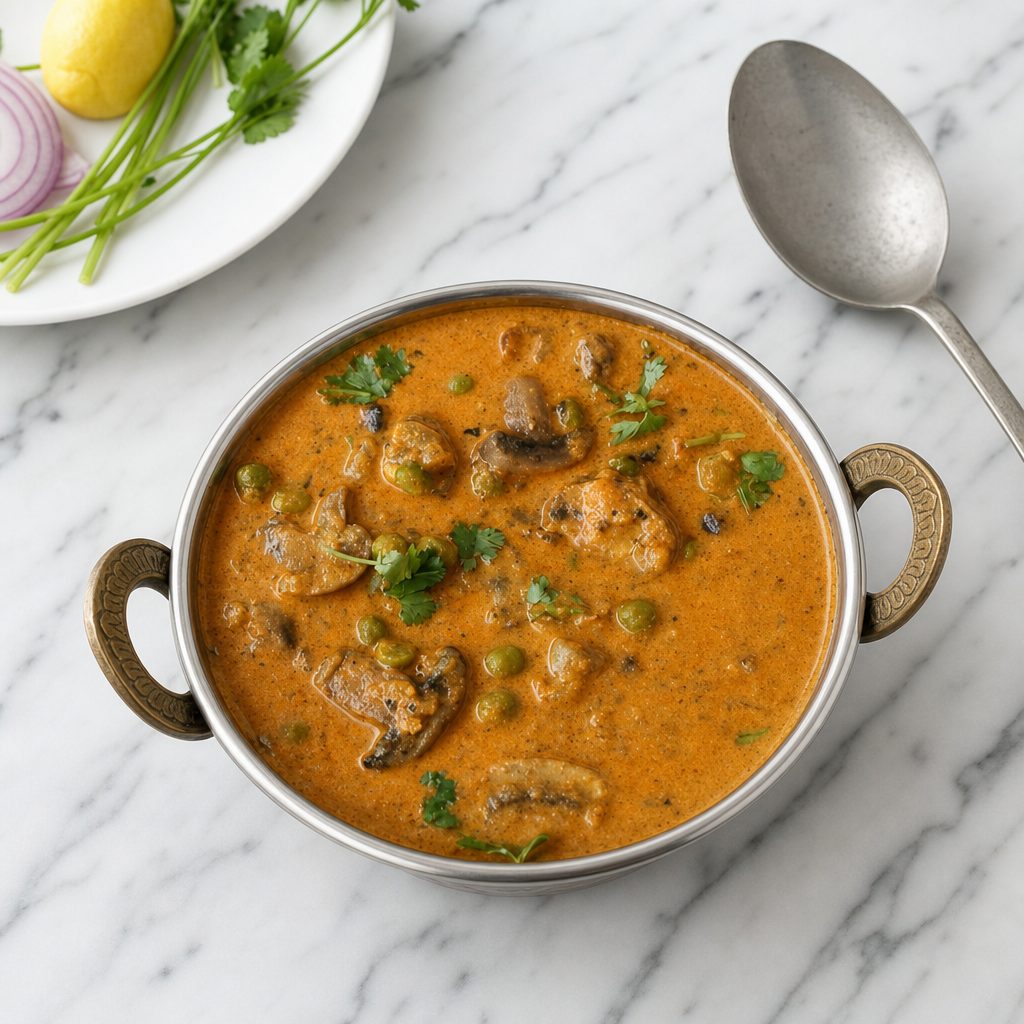 Mushroom Mutter (Mushroom and Green Peas).