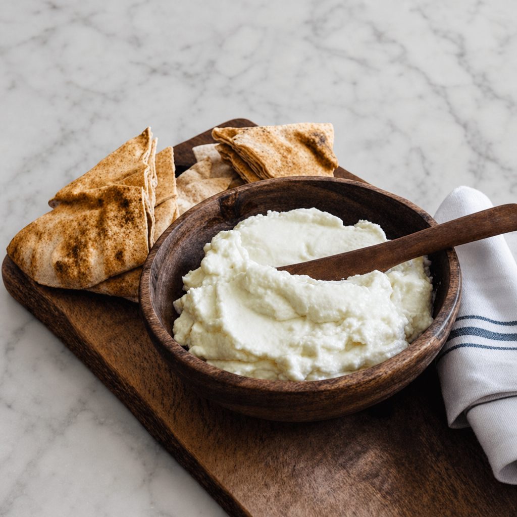 Garlic Spread & Naan Chips.