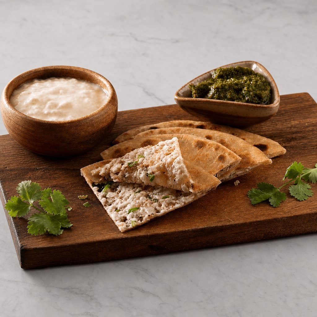 Paratha and Culcha (Tandoori-stuffed Bread and Leavened Bread).