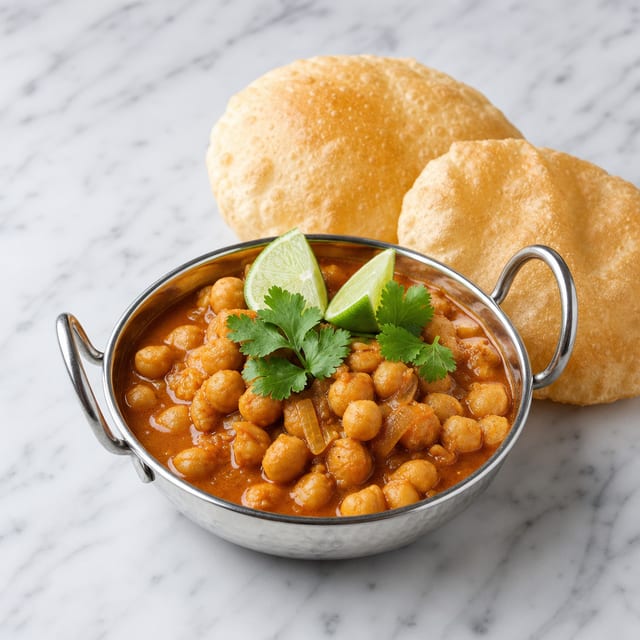 Choley Puri (Garbanzo Curry with Puff Bread).