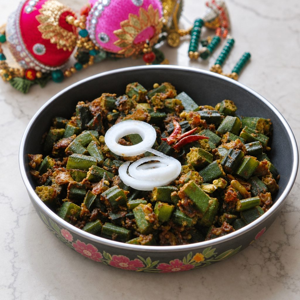 Bhindi Masala (Fresh Cut Okra Stir-fried).