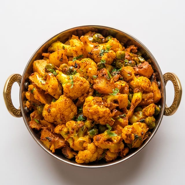 Aloo Gobi Mutter (Potato and Cauliflower & Green Peas).
