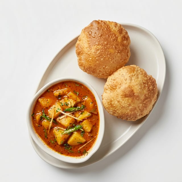 Aloo Puri (Potato Curry with Puff Bread).