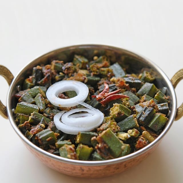 Bhindi Masala (Fresh Cut Okra Stir-fried).