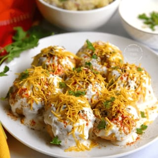 Dahi Puri (Mini-puri Shells with Yogurt | Traditional Street Food)